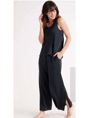 QUINCE Black Minimalist 100% Washable Mulberry Silk Pajama Pants Size XS